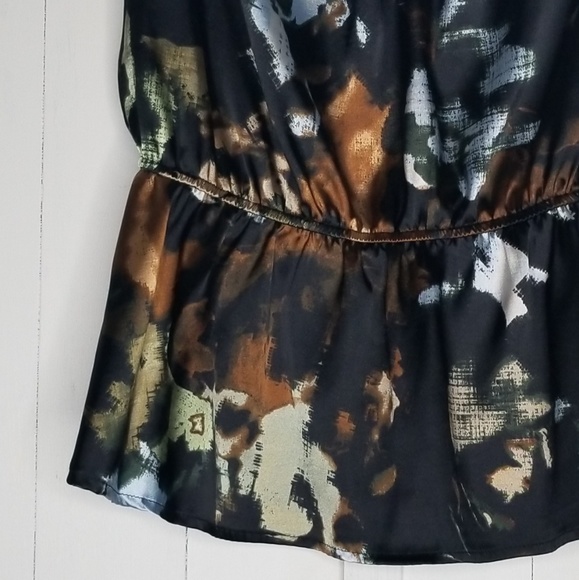 Anthropologie Pleione Blouse Peplum Black Brown - Picture 3 of 6